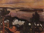Edvard Munch Smoke of train painting
